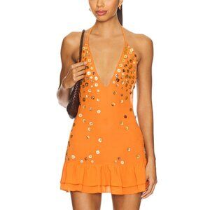 Jaded London Layered Button Mini Dress in Orange size 10